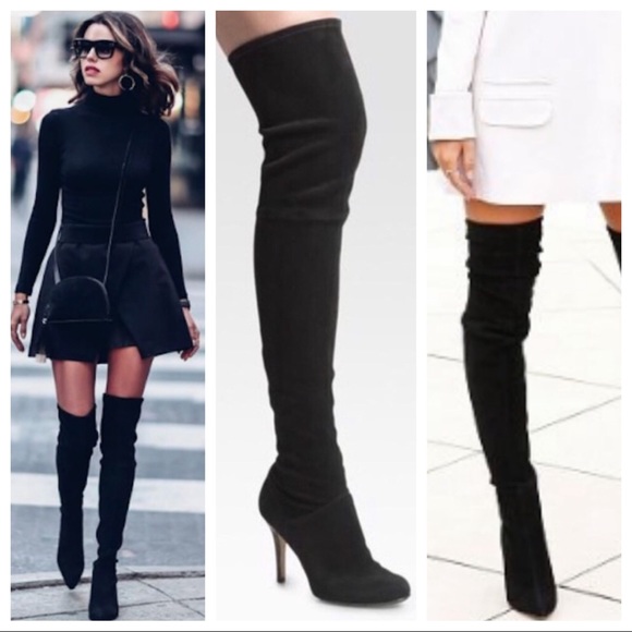 Cole Haan Shoes - Cole Haan Talia Black Stretch Suede OTK boots